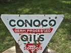 Conoco Germ Processed Oils Porcelain Curb Sign  sign Only-no Stand Or Base 