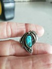 Antique Native American Sterling Turquoise Pin  Navajo
