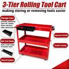 3 Tier Utility Tool Cart Rolling Work Cart W  4 Swivel Wheels   Side Tool Slods