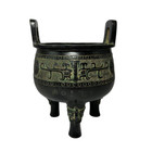Collectable Archaic Patina Bronze Statues Tripod Lucky Incense Burners Censer