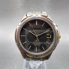Seiko Kinetic Titanium Watch Men 37mm Black Dial Two Tone Date 5m42-0c69 New Cap