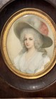 Lovely Antique Hand Painted Miniature Portrait Signed Cosway Marie Antoinette