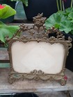 Antique French Brass Bronze Victorian Ornate Bow Ribbon Easel Picture Frame
