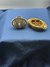 Vintage Florenza Gold Lipstick Holder   Peacock Filigree Vanity Set - Free Ship
