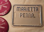 Lot Of Vintage Marietta Pa Pins Pinback Buttons And Metal Bicycle License Plate
