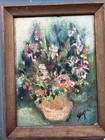 Vntg 1950 s Art Center Framed Floral Canvas Oil Painting Signed    gayer    Cottage