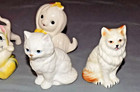 7 Vintage Cat Kitten Porcelain Ceramic Figurines Lot Pairs Lefton Japan