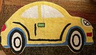 Chenille Cotton 60   s Handmade Beetle Volks Wagon Car Shaped Rug 43 X 28    Yellow