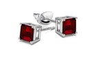 925 Sterling Silver Princess Cut Red Cubic Zirconia Stud Earrings Women s