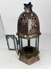 Ornate Moroccan Boho Metal Candle Lantern Tea Light Votive Metal   Glass Hangs