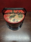 Vintage Japanese Jubako Tier Box Containers  Made In Japan Red Black Gold Floral