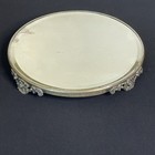 Antique Art Noveau Plateau Beveled Mirror Tray Victorian Vanity Display Footed