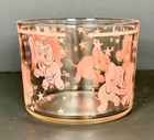 Vtg Hazel-atlas 1950 s Glass Ice Bucket With Pink Dancing Elephants Excellent Co