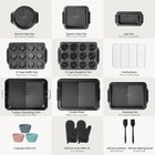 25 Piece Stackable Baking Pan Set With Non-stick Coating And Silicone Handles