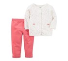 Carter s  Baby Girls  2-piece Heart Print Cardigan   Pants Set   3m 6m 9m
