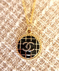 Chanel Cc Gold   Black   quilted  Charm   Zipper Pull   Stamped On Back