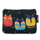 Laurel Burch  feline Faces     lb2090e Canvas 9 x1 x6  Cosmetic Bag   Cats  