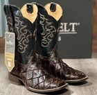 Men s Rodeo Cowboy Fish Print Western Square Toe Boots Mar Y Tierra Botas Rw