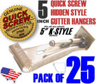 25 Pack Quick Screw 5  Inch Aluminum Hidden Rain Gutter Bracket Hook Clip Style 