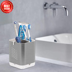 Brushed Nickel Toothbrush Holder Toothpaste Organizer Caddy 3-slot Bathroom