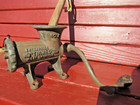 Vintage No  12 Enterprise Sausage Grinder Meat Chopper With Wood Meat Pusher