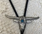 Vintage Steer Metal Bolo Tie Rustic Southwestern Native Cowboy Rodeo - As Is