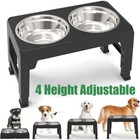 Adjustable Pet Dog Feeder Bowl Elevated Raised Stainless Steel Food Water Stand