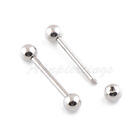 1 more 14g All Size 5mm Ball 316l Steel Straight Tongue Barbells Nipple Ring