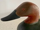 Vintage Hand Carved Wooden Canvasback Drake Duck Decoy Painted Eyes Folk Art