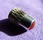 Marius Hammer 930 Silver And Enamel Thimble C 1900 Red Crystal Norwegian   