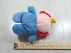 Eden Vintage Plush Baby Rattle Clown Small Blue White Red Yarn Hair Yellow Hat