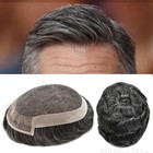 French Lace Front Mens Toupee Poly Skin Hairpieces Human Hair Replacement System