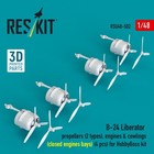 1 48 Reskit Rsu48-0502 B-24 Liberator Propellers  2 Types   Engines   Cowlings  