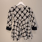 Janie And Jack Black   White Floral Knit Fuzzy Cuff Dress - Size 8