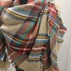 Blanket Scarf Os Tan Plaid Fringed Square Oversized Wrap Tartan Shawl Cozy Warm