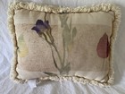 Vintage Croscill Iris Lumbar Throw Pillow 12x16  Fringe Floral Beige Purple