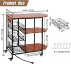 Bakers Rack Coffee Bar Table With Power Outlet  Microwave Stand Kitchen Cart