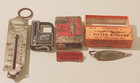 Vintage Fishing Lot Johnson s Silver Minnow Lure Box Langley De-liar Cenco Scale