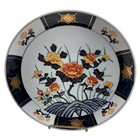 Lot Of 2 Acf Japanese Porcelain Plate Fine Decorated Floral Gold Blue Orange Vtg
