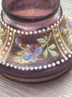 Antique Victorian Bohemian Cranberry Glass Perfume Bottle  4 1 2     Enamel Paint