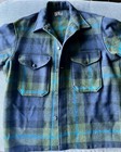 Vintage 60s 70s Pendleton Green Plaid Wool Jacket Men s Size Large 100  Wool