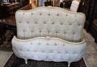 French Louis Xv Full Size Bed Painted Frame With New Tufted Upholstery   Paige