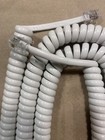 25  Ft Phone Curly Coil Cord Cool White Lucent Avaya Nec Panasonic Tie Vodavi