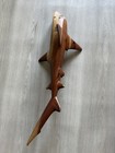 Vintage Hand-carved Wooden Shark Sculpture  W  Shark Teeth 20   