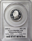     2005-s Minnesota 90  Silver Washington Quarter  pcgs Pr69dcam State Flag Label