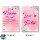 Qzj Pink Girl Birthday Party Invitations Supplies With Envelopes Set Of 20 Pi