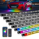 Bluetooth 8pcs Rgb Car Led Underglow Lights Strip Dream Color Chasing Lights Kit
