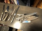 Big Lot Of 13 Sterling Silver Knives   Serving Silverware Scrap Or Not