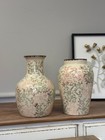 Floral Jar Vase Chinese Motif  Ceramic Antique Style