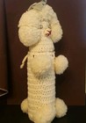 Vintage 60-70   s Crochet Off White Pom-pom Poodle Dog Bottle Cover Barware Wine
